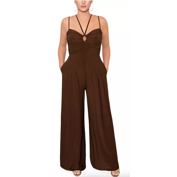 Rachel Rachel Roy Willow Jumpsuit Brown Jersey Small - Picture 1 of 15